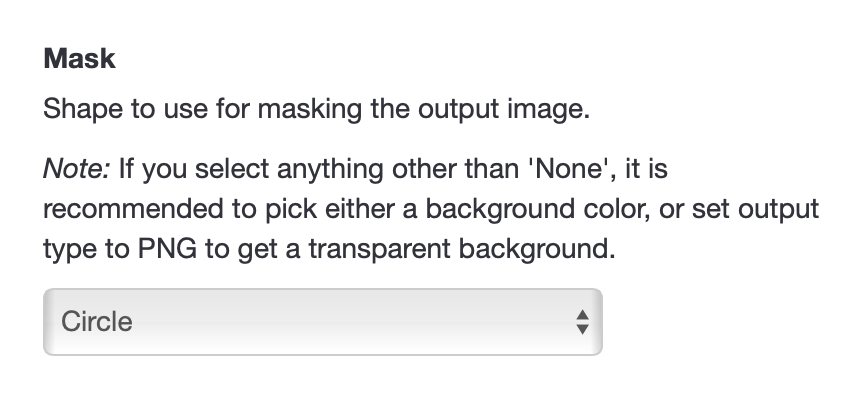 A screenshot of the CropGuide dashboard showing a dropdown to select an image mask